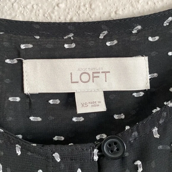 LOFT Black sheer button down blouse - Picture 8 of 8